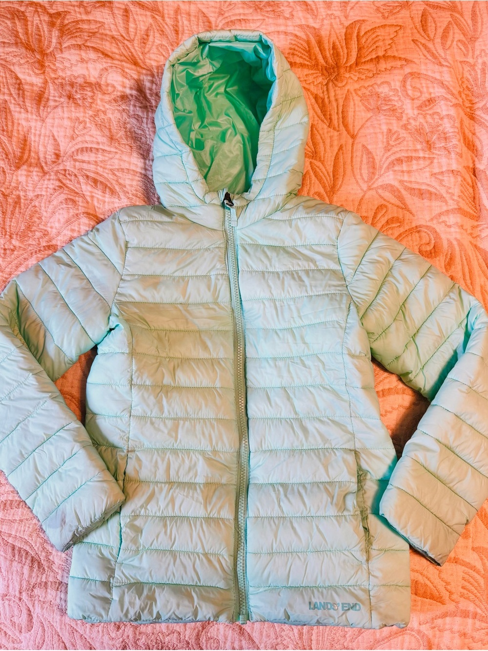 Lands End Lightweight Packable Puffer - Aqua